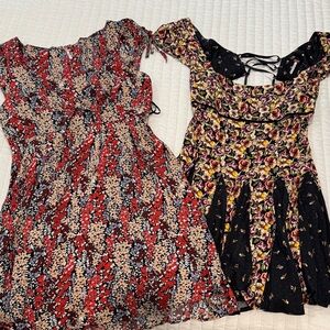 Free People Floral Dresses in Red and Black XS & S